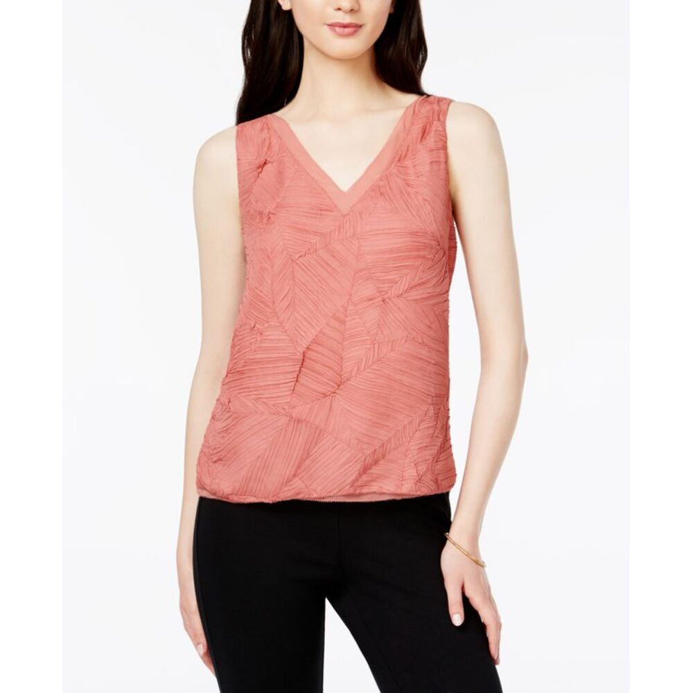 Bar III Textured V Neck Top